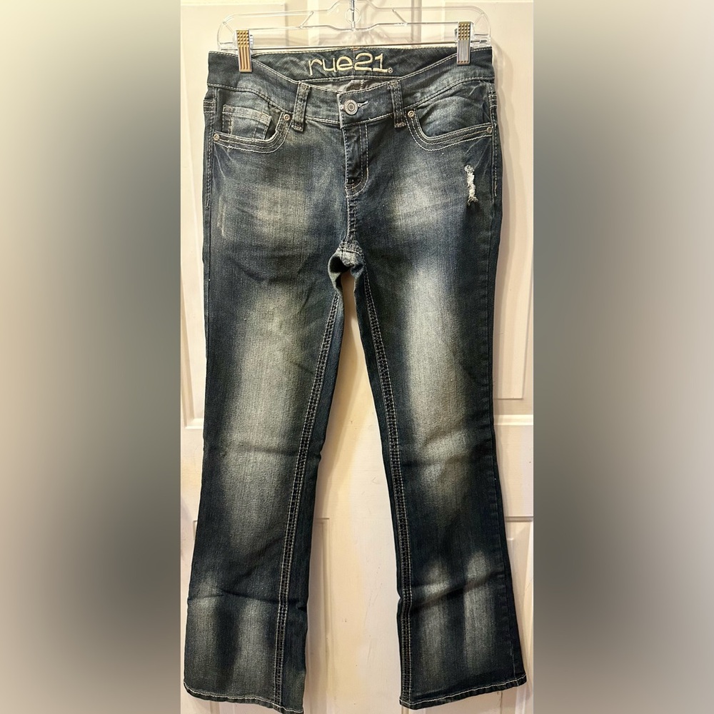 Rue21 Women's Dark Wash Bootcut Jeans with Fading